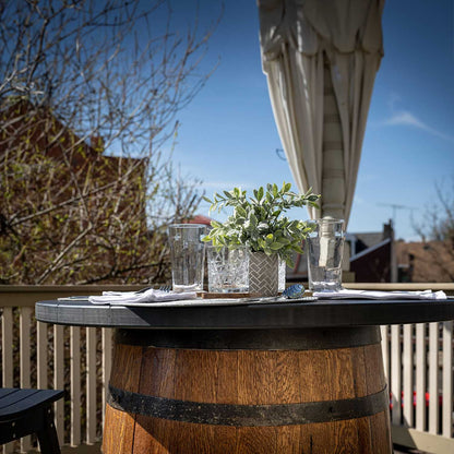 Outdoor Whiskey Barrel Pub Tables